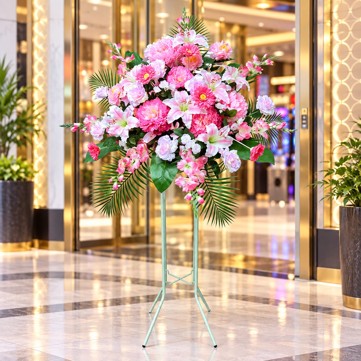 アーティフィシャルフラワー「造花」スタンド花【１段／ボリュームＭ】の設置イメージ