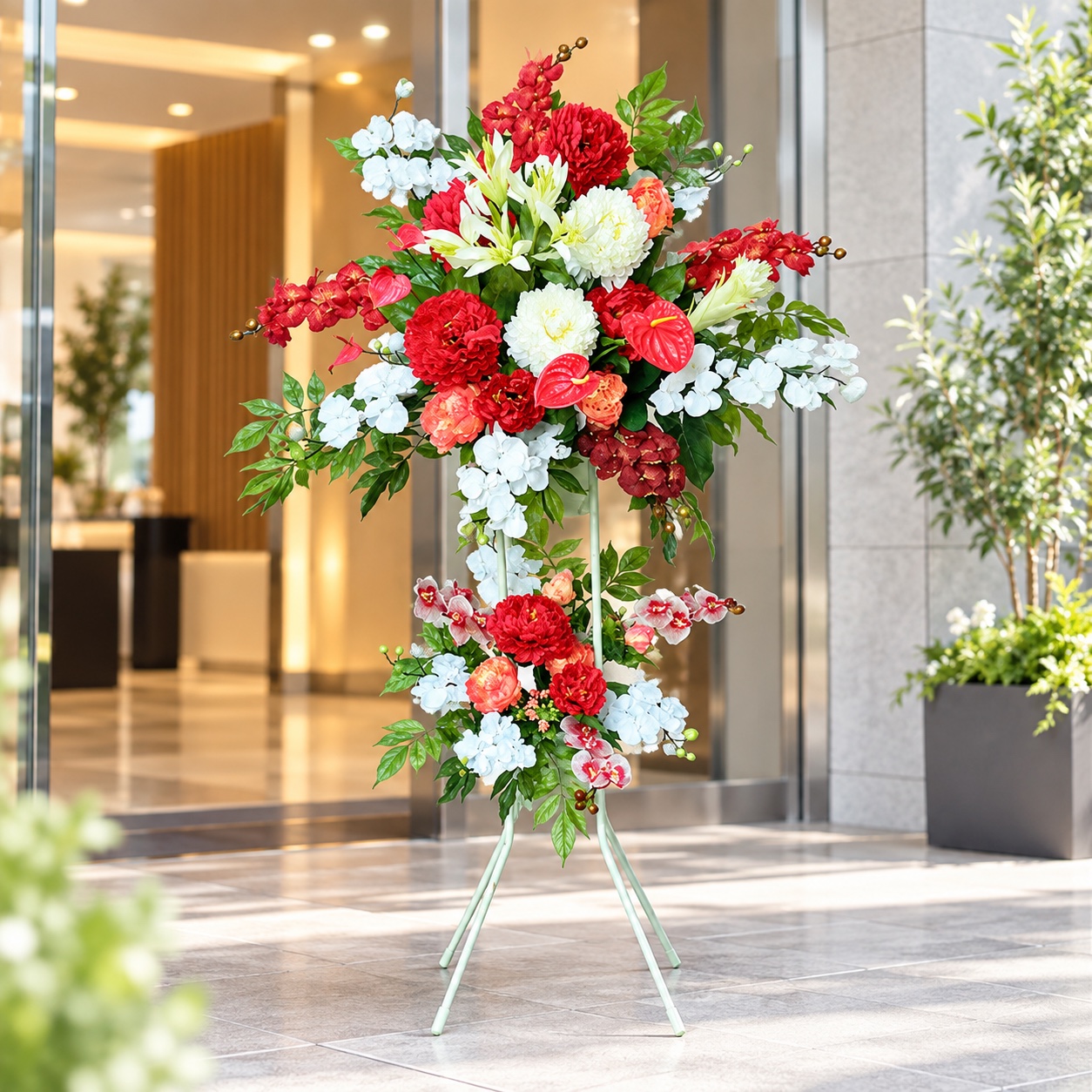 アーティフィシャルフラワー「造花」スタンド花【２段／ボリュームＳ】の設置イメージ